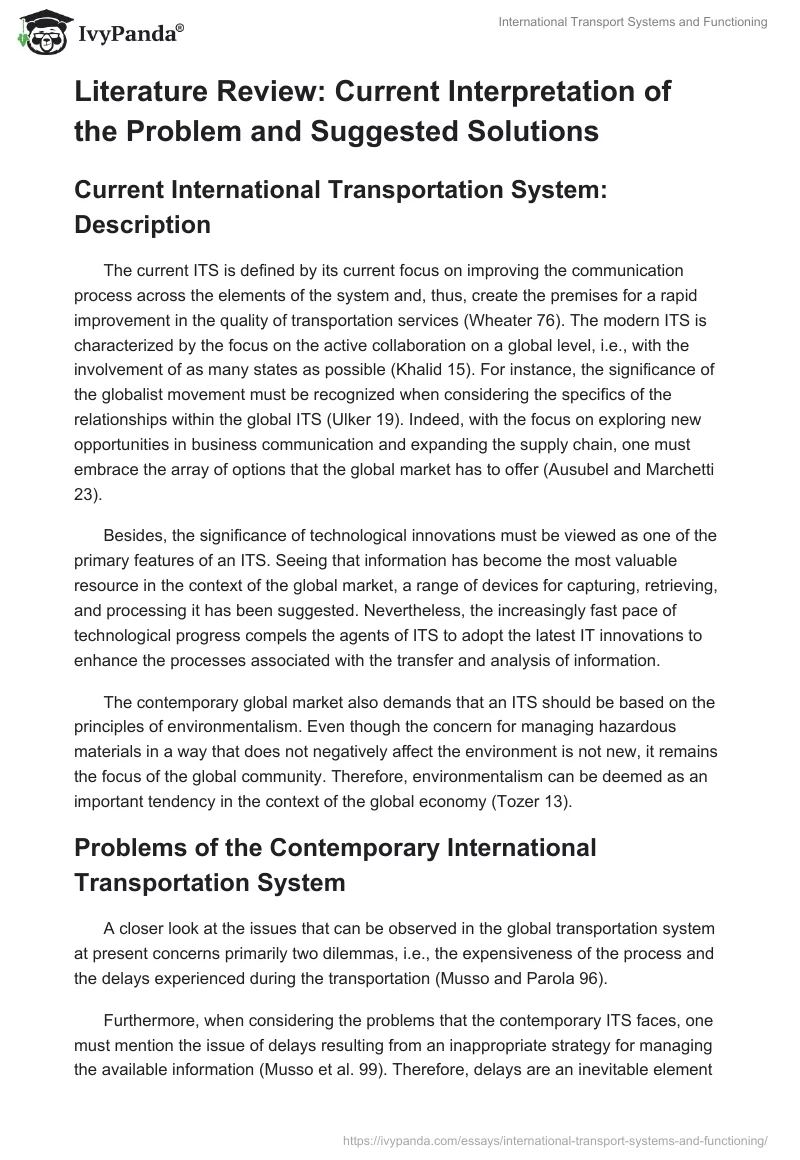 International Transport Systems and Functioning. Page 3