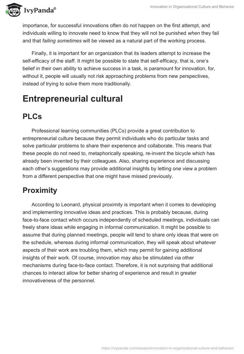 Innovation in Organizational Culture and Behavior. Page 2