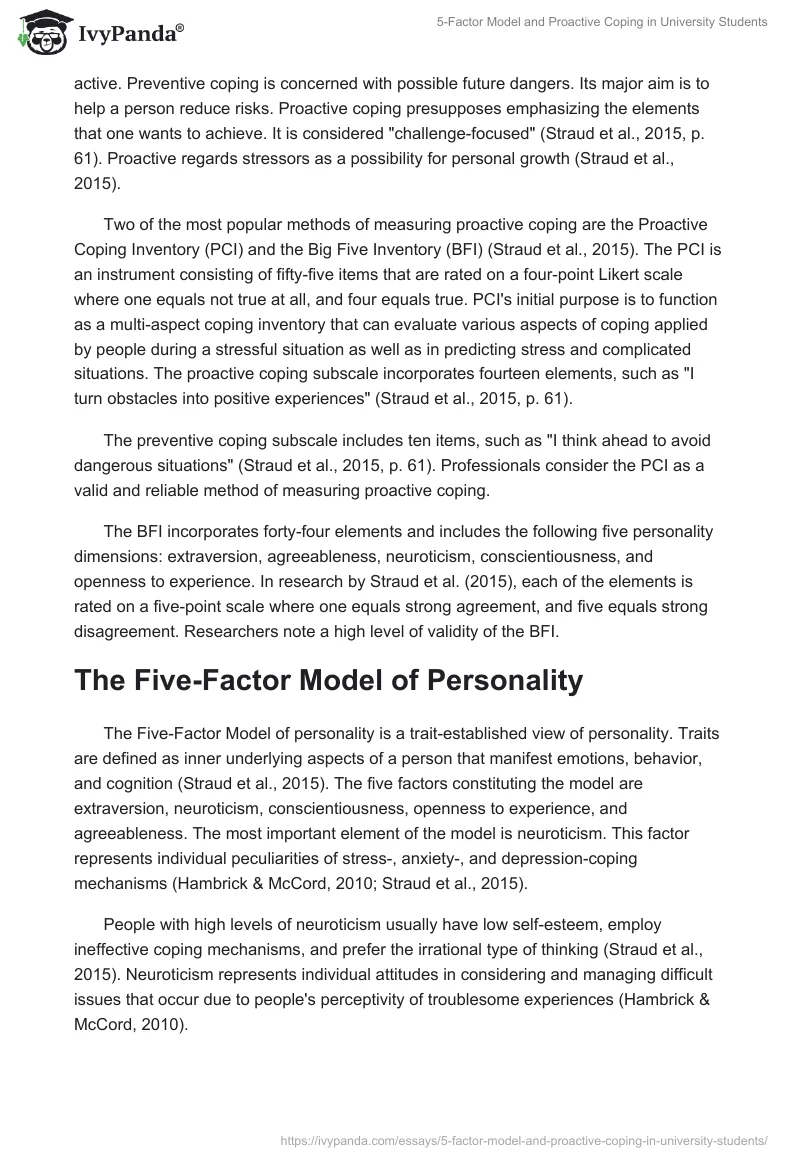5-Factor Model and Proactive Coping in University Students. Page 2