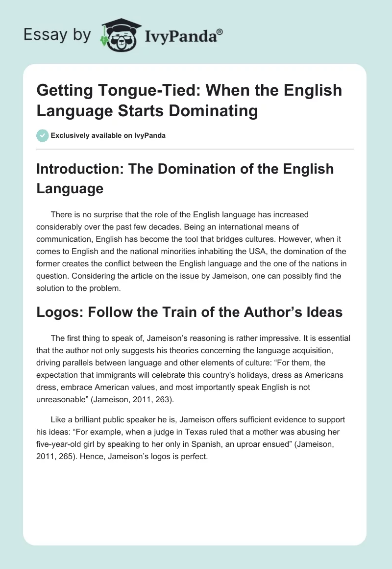 Getting Tongue-Tied: When the English Language Starts Dominating. Page 1