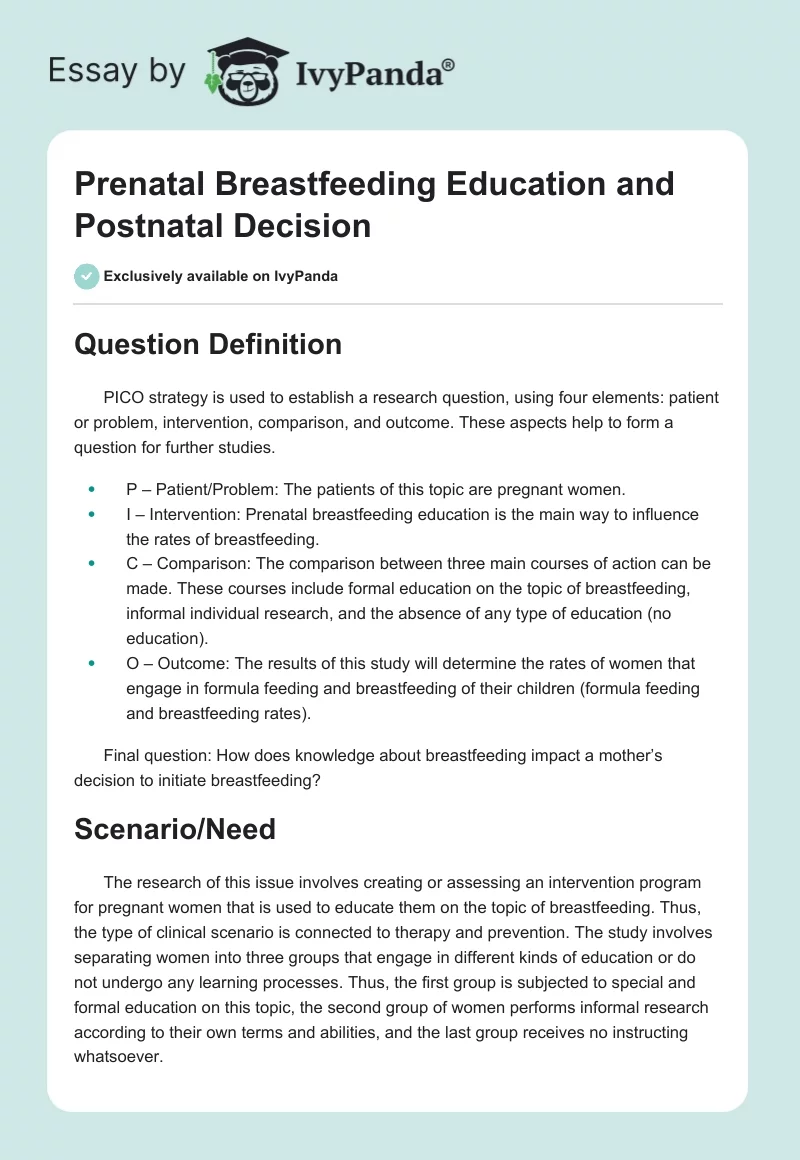 Prenatal Breastfeeding Education and Postnatal Decision. Page 1