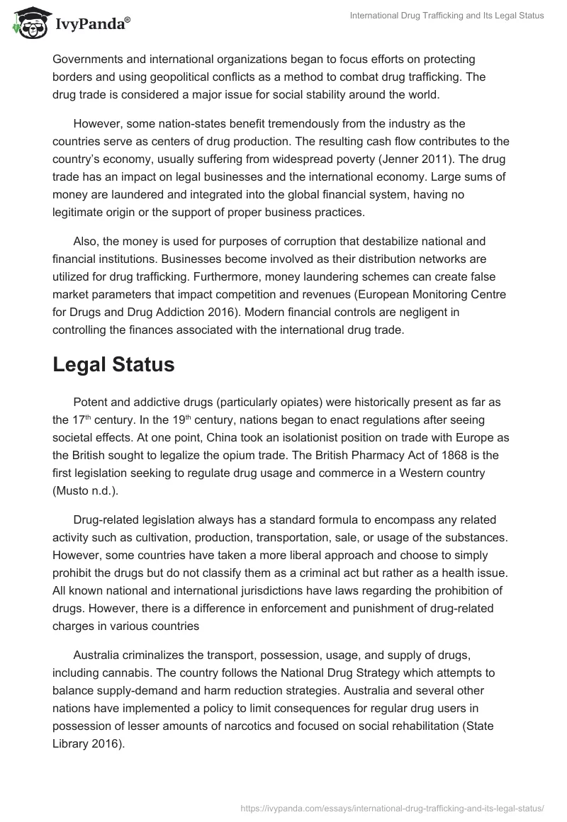 International Drug Trafficking and Its Legal Status. Page 2