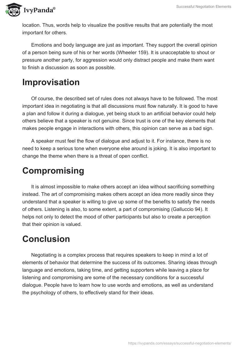 Successful Negotiation Elements. Page 3