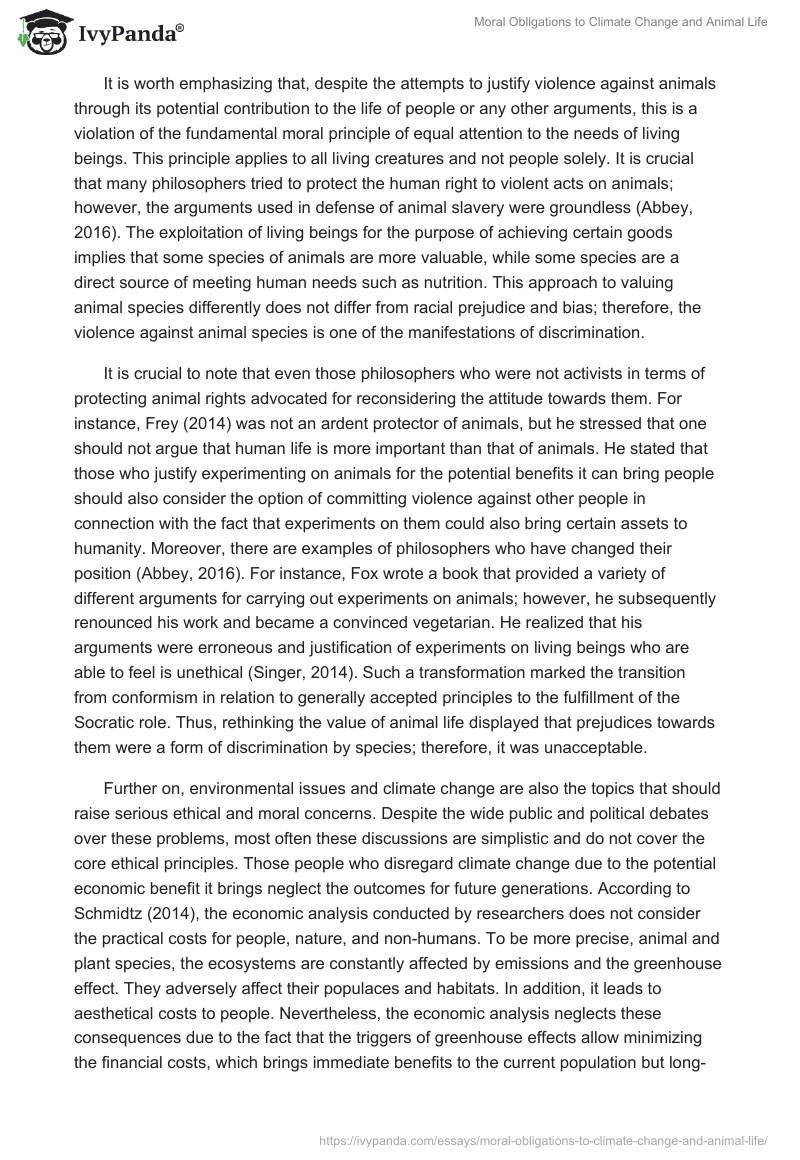 Moral Obligations to Climate Change and Animal Life. Page 2