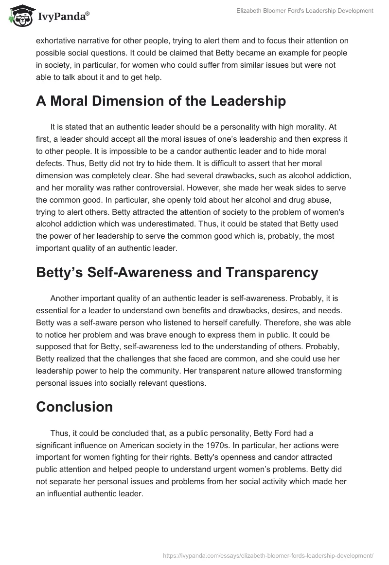 Elizabeth Bloomer Ford's Leadership Development. Page 2