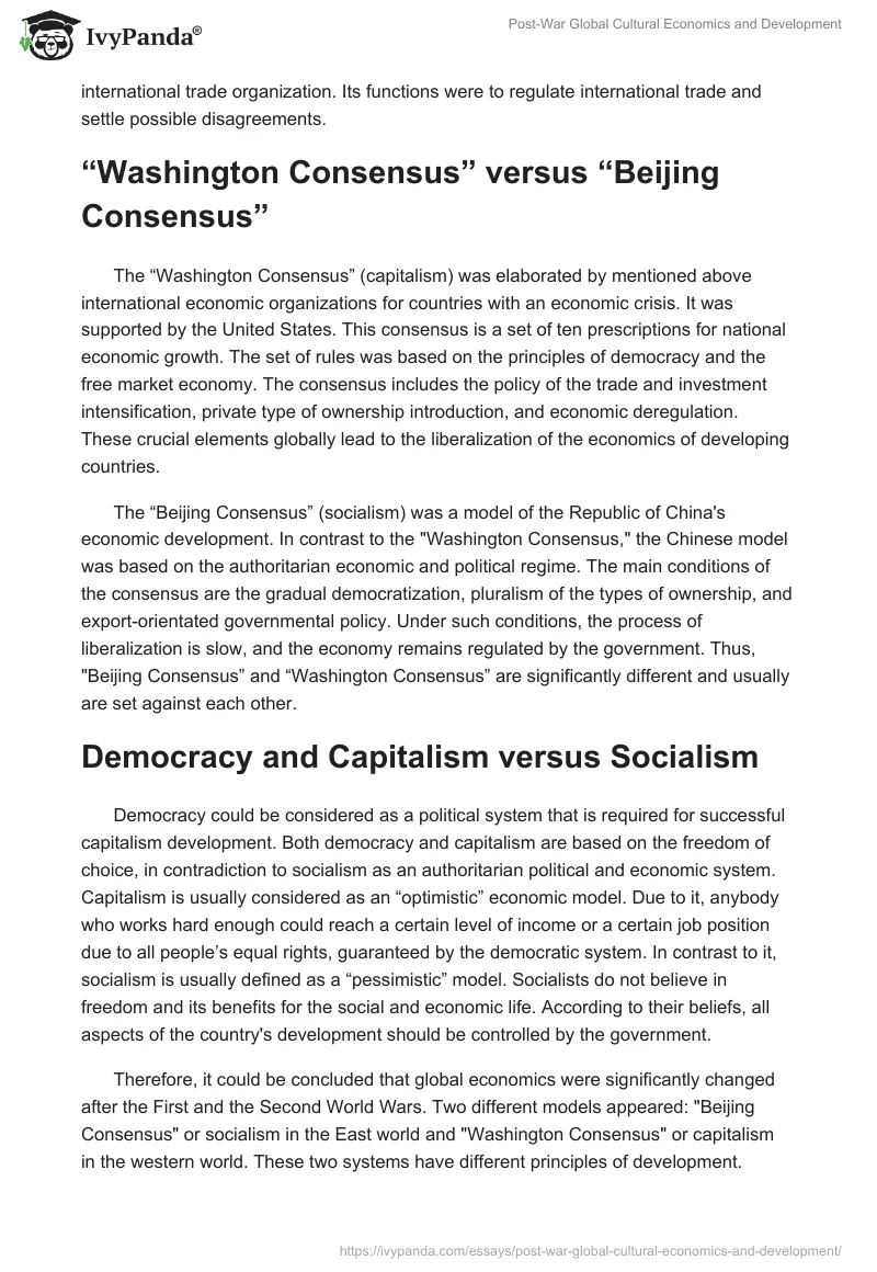 Post-War Global Cultural Economics and Development. Page 2