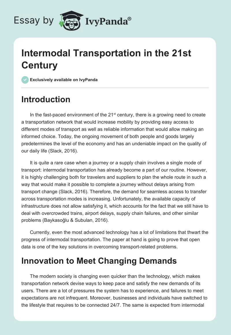 Intermodal Transportation in the 21st Century. Page 1