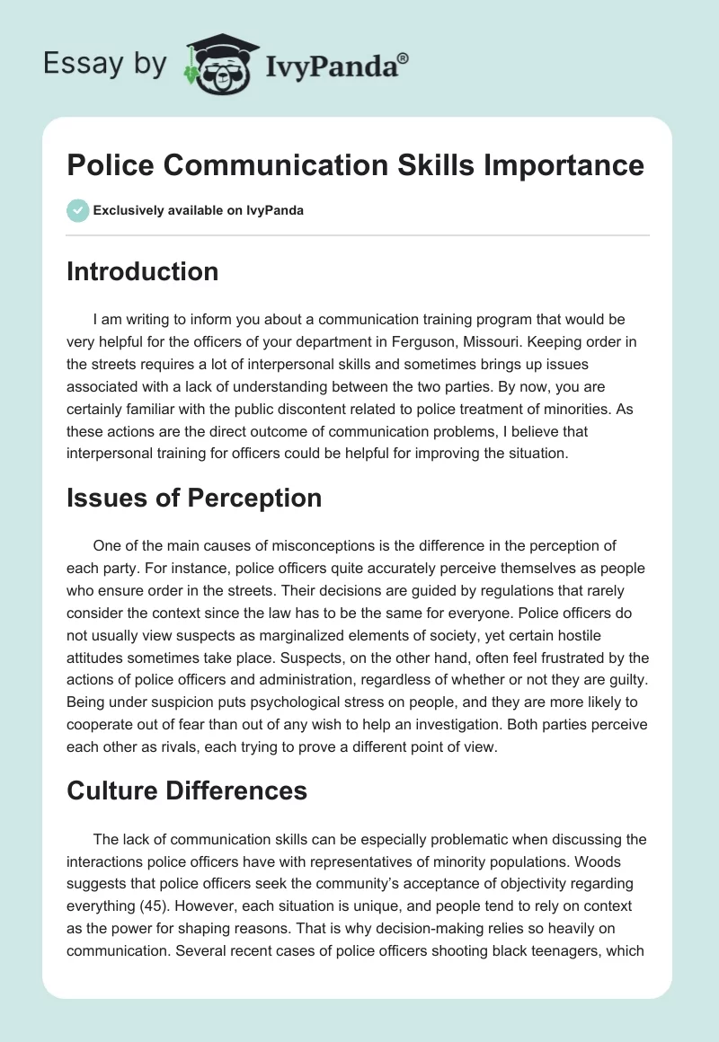 Police Communication Skills Importance. Page 1