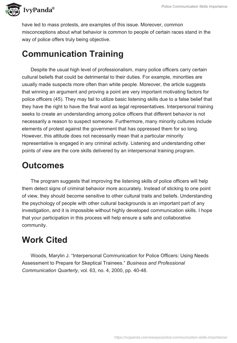 Police Communication Skills Importance. Page 2