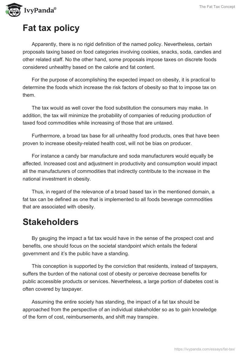 The Fat Tax Concept. Page 2