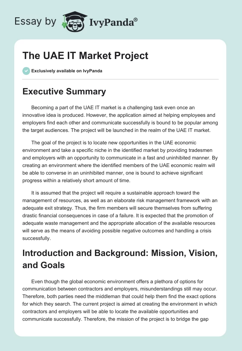 The UAE IT Market Project. Page 1