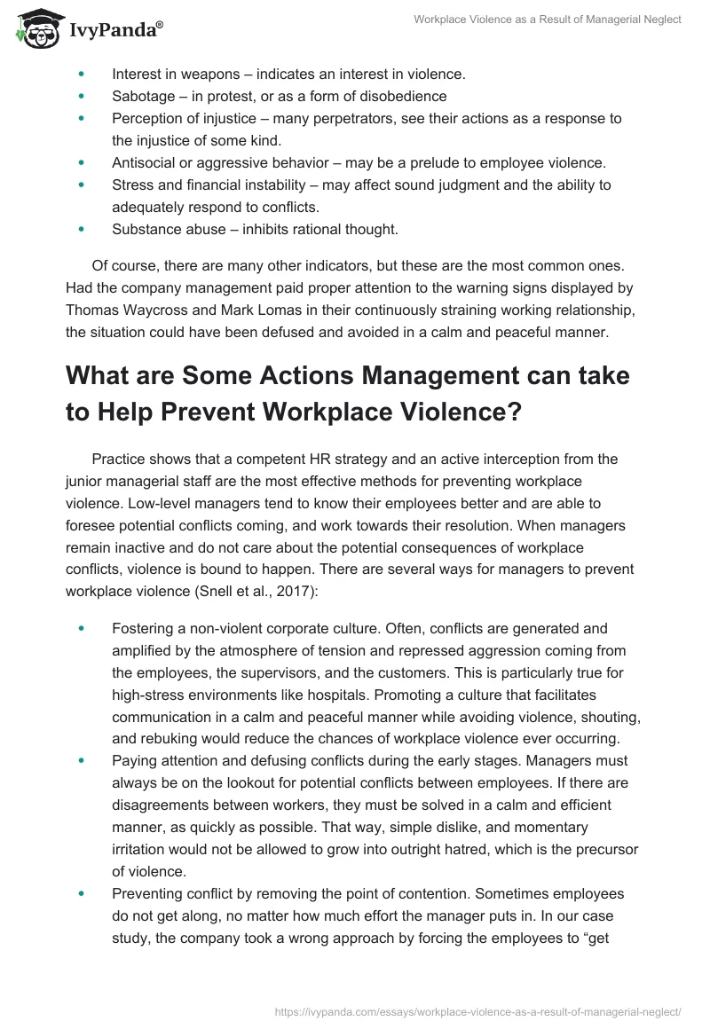 Workplace Violence as a Result of Managerial Neglect. Page 2