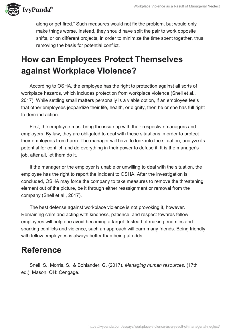 Workplace Violence as a Result of Managerial Neglect. Page 3