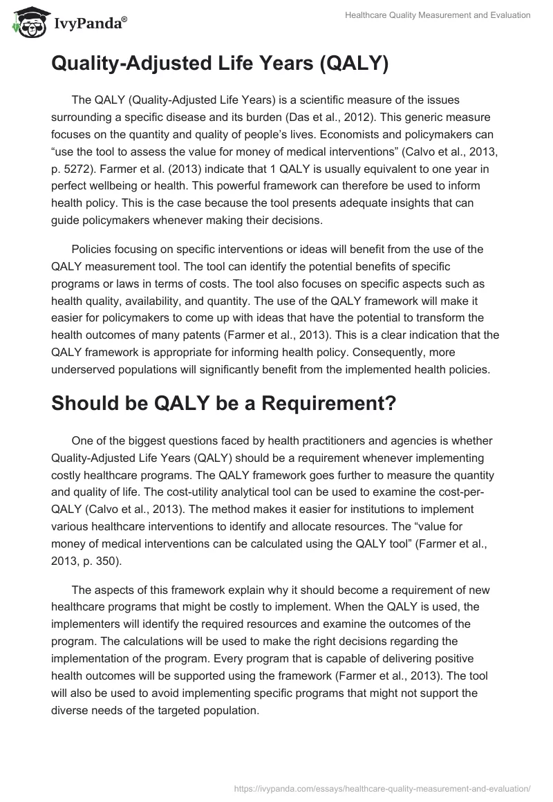 Healthcare Quality Measurement and Evaluation. Page 2