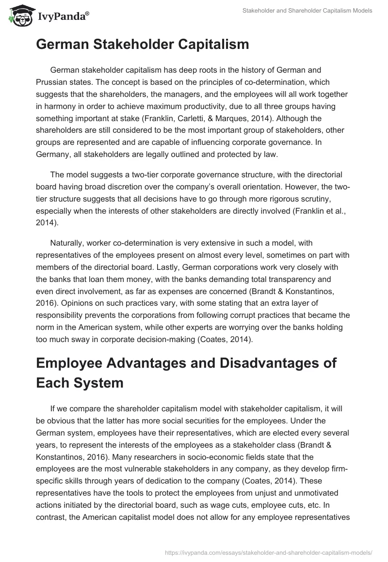 Stakeholder and Shareholder Capitalism Models. Page 3