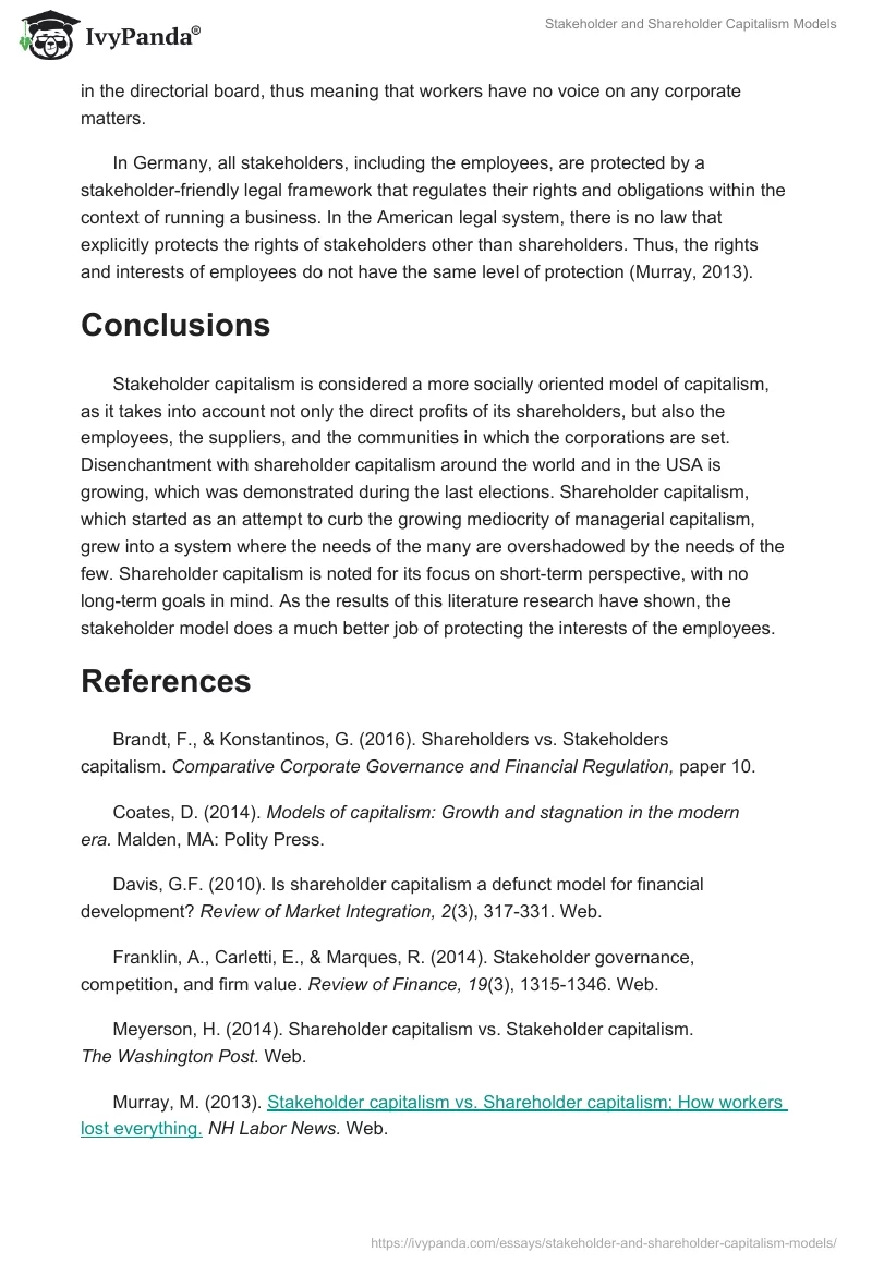 Stakeholder and Shareholder Capitalism Models. Page 4