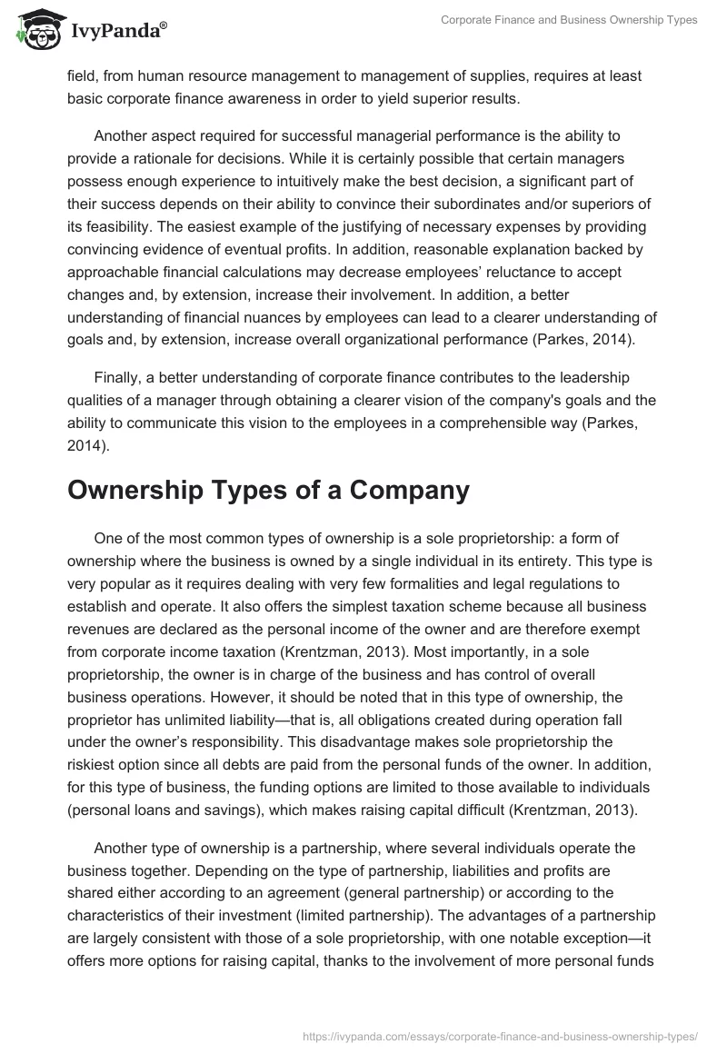 Corporate Finance and Business Ownership Types. Page 2