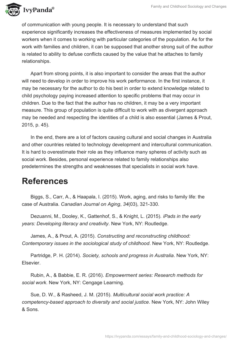 Family and Childhood Sociology and Changes. Page 3