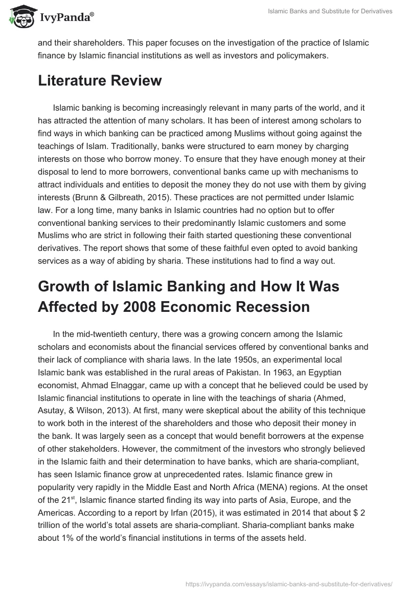 Islamic Banks and Substitute for Derivatives. Page 2