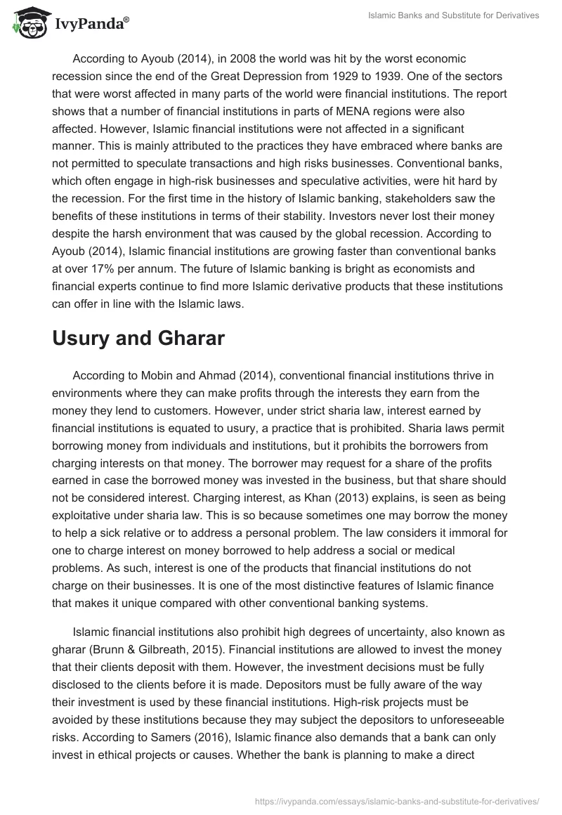 Islamic Banks and Substitute for Derivatives. Page 3