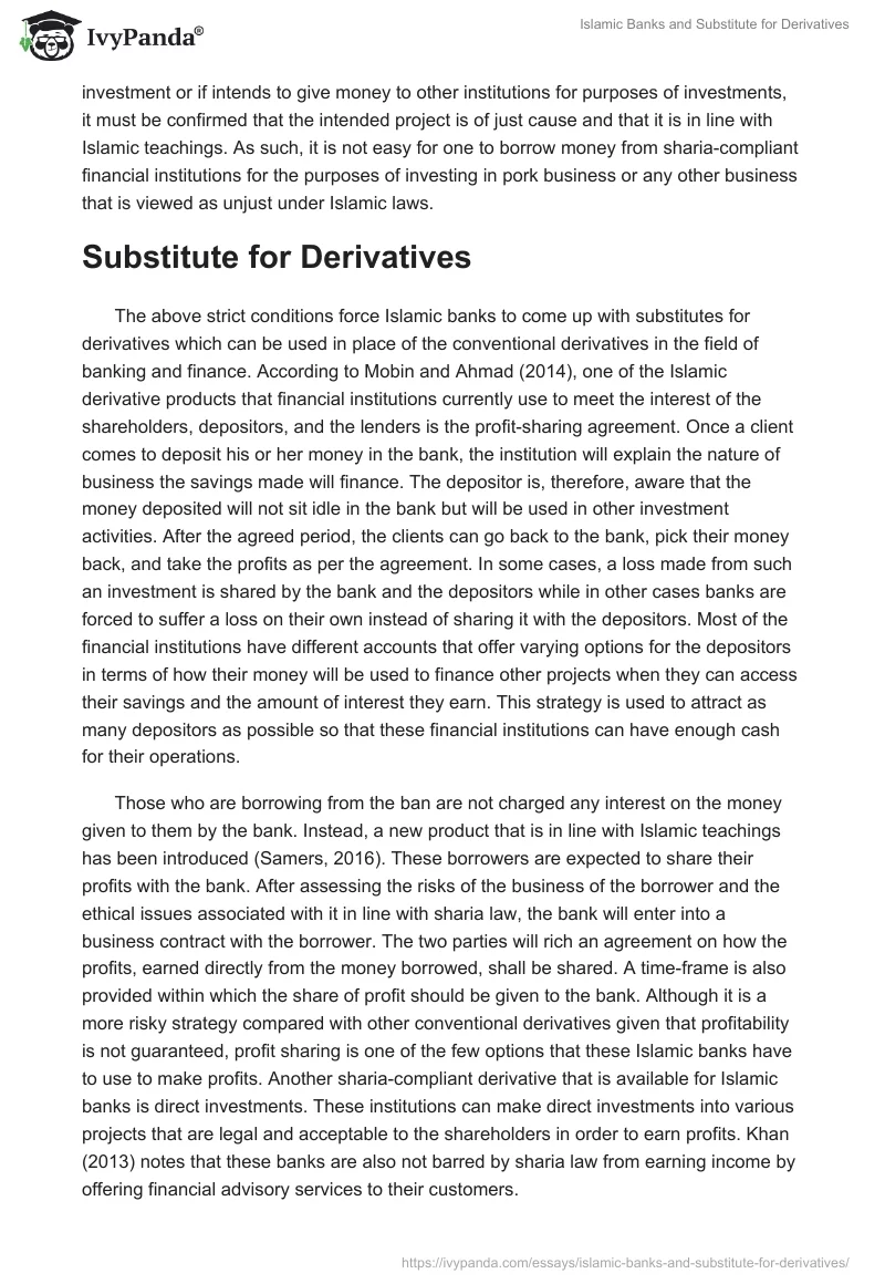 Islamic Banks and Substitute for Derivatives. Page 4