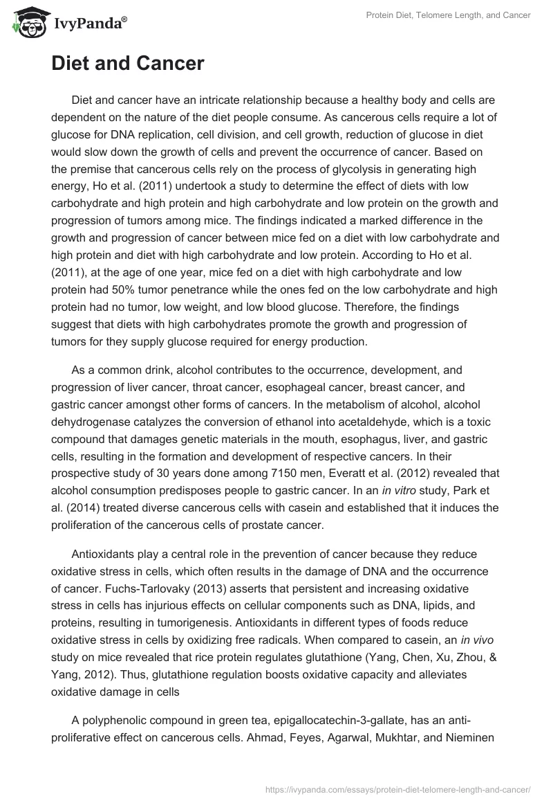 Protein Diet, Telomere Length, and Cancer. Page 2