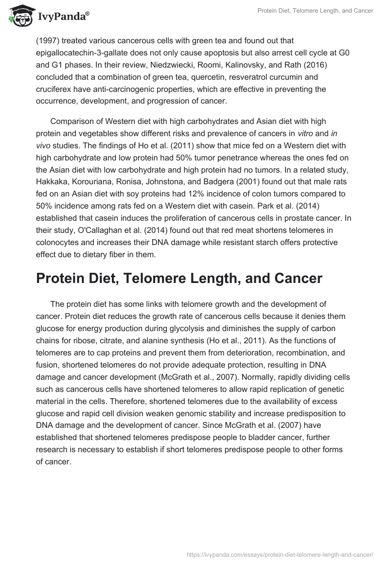 Protein Diet, Telomere Length, and Cancer. Page 3