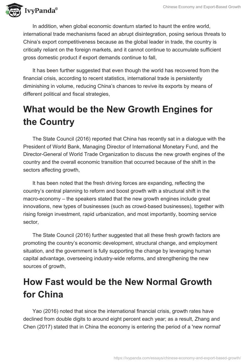 Chinese Economy and Export-Based Growth. Page 2