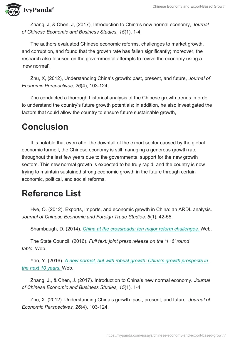 Chinese Economy and Export-Based Growth. Page 4