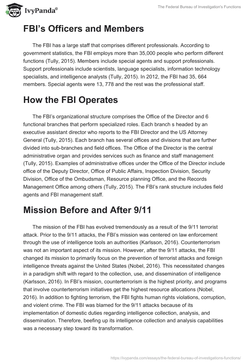 The Federal Bureau of Investigation's Functions. Page 4