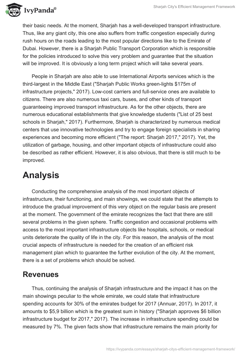 Sharjah City's Efficient Management Framework. Page 3