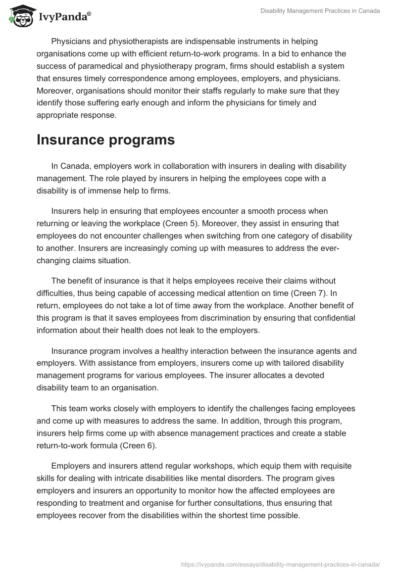 Disability Management Practices in Canada. Page 4