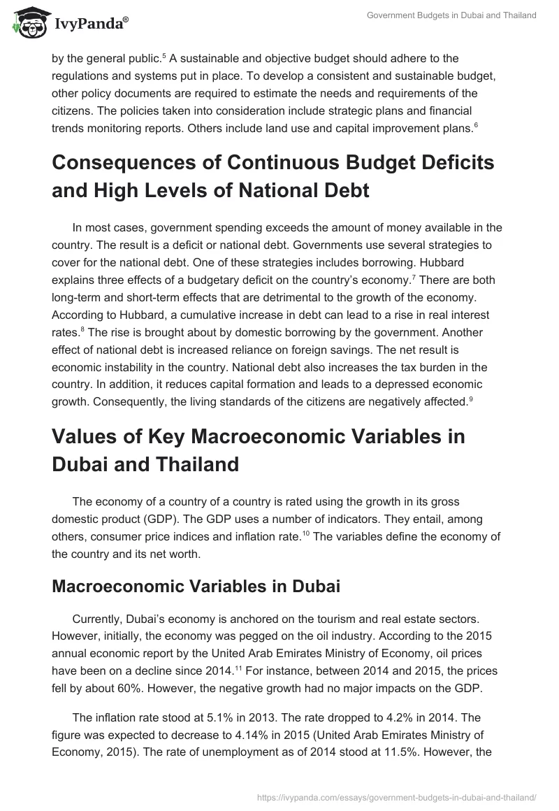 Government Budgets in Dubai and Thailand. Page 2