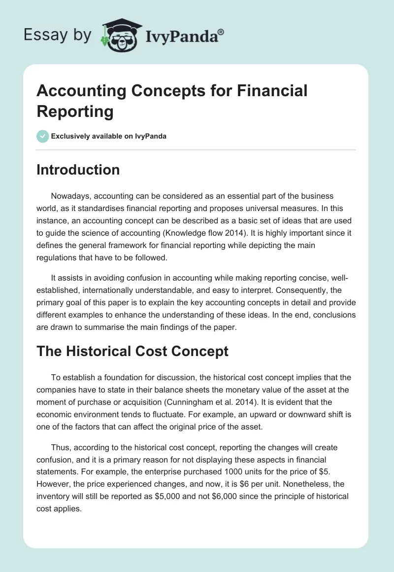 Accounting Concepts for Financial Reporting. Page 1
