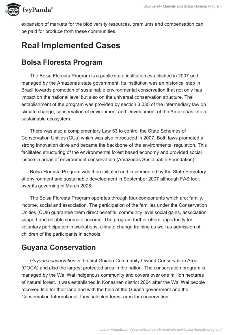 Biodiversity Markets and Bolsa Floresta Program. Page 4