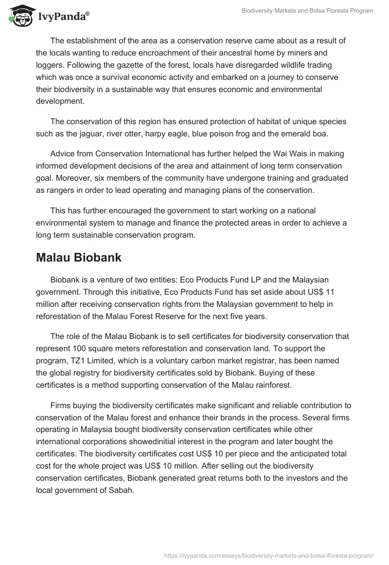 Biodiversity Markets and Bolsa Floresta Program. Page 5