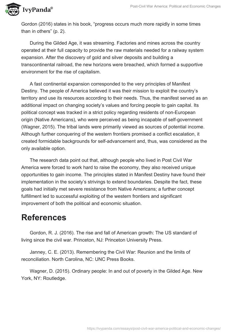 Post-Civil War America: Political and Economic Changes. Page 2