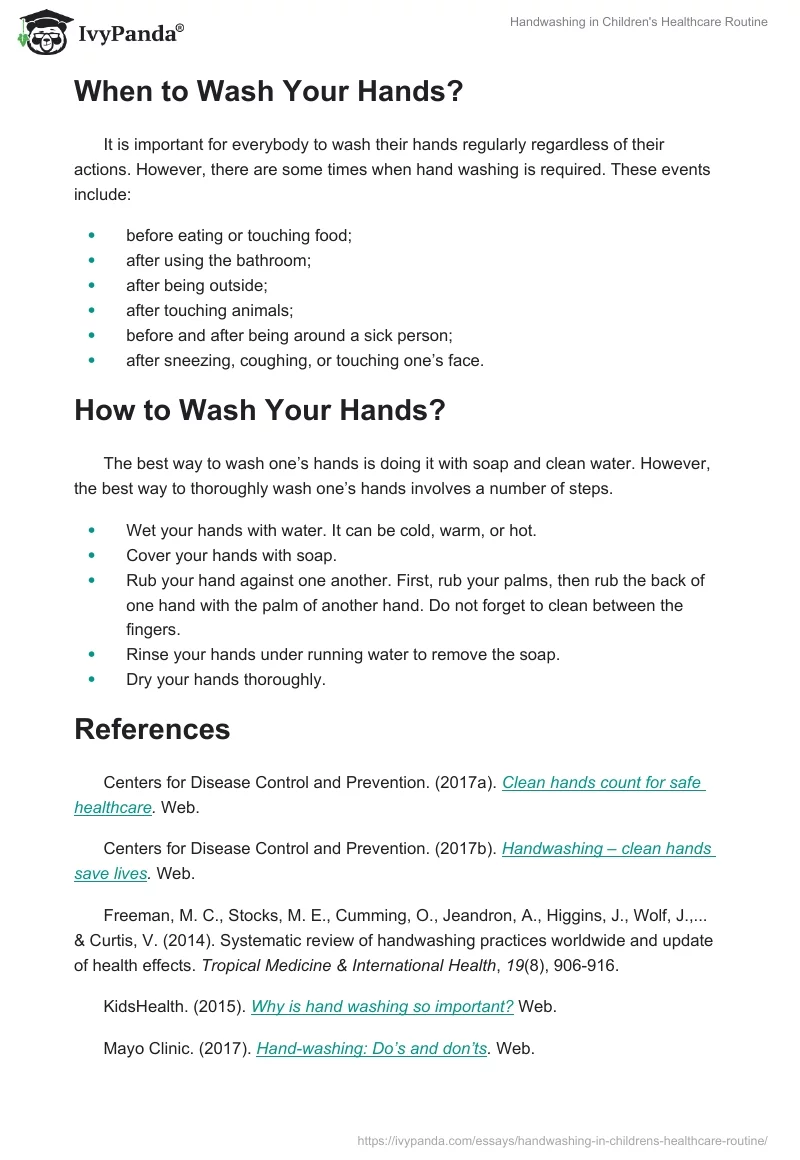 Handwashing in Children's Healthcare Routine. Page 2