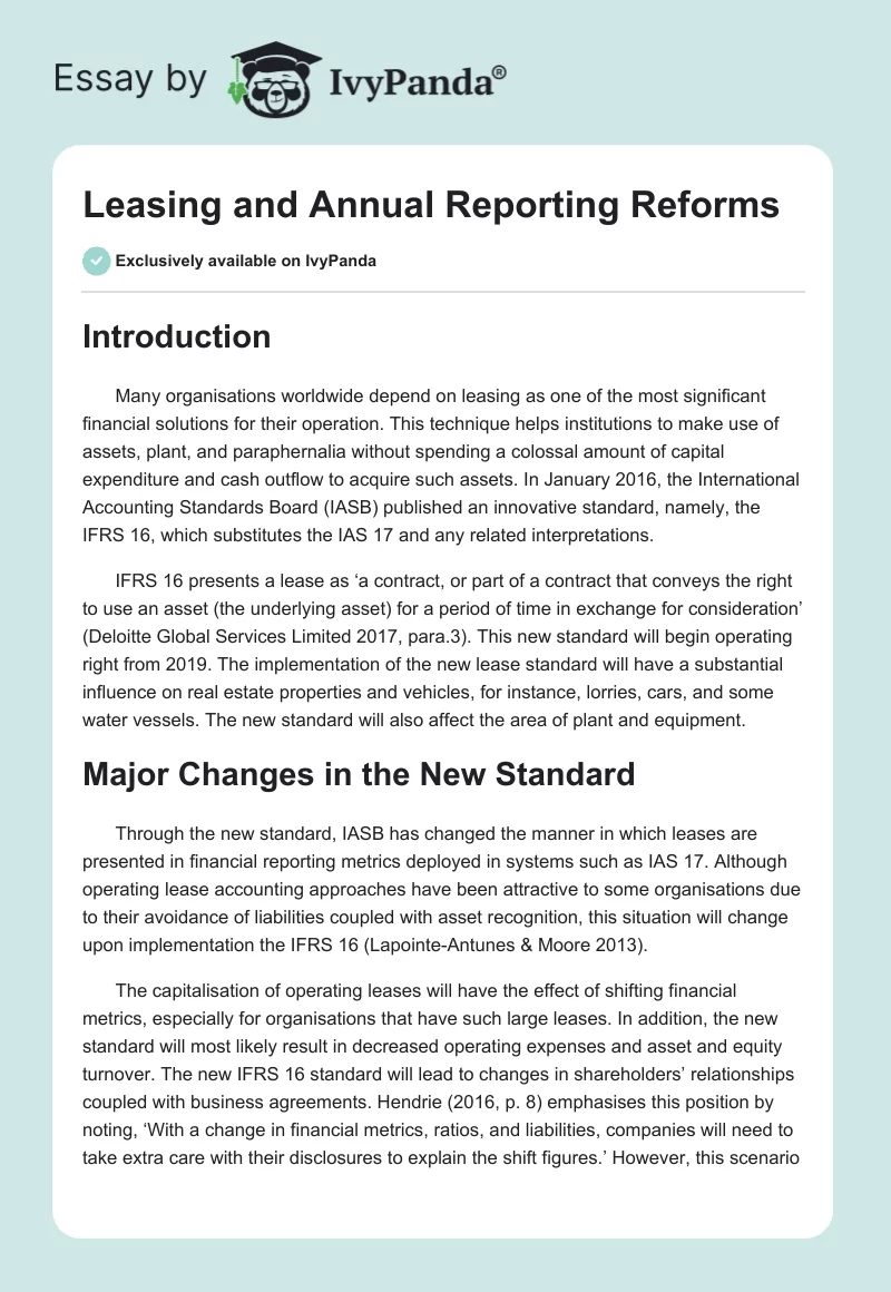 Leasing and Annual Reporting Reforms. Page 1