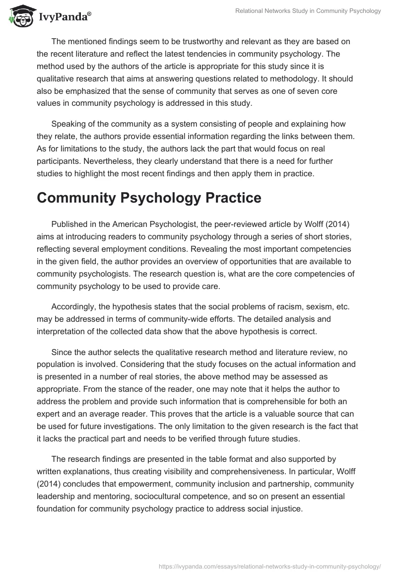 Relational Networks Study in Community Psychology. Page 2