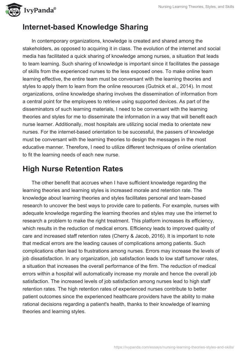 Nursing Learning Theories, Styles, and Skills. Page 4