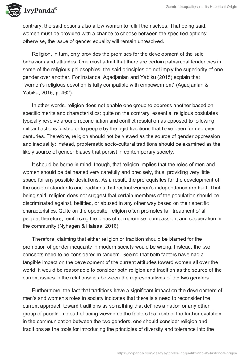 Gender Inequality and Its Historical Origin. Page 2