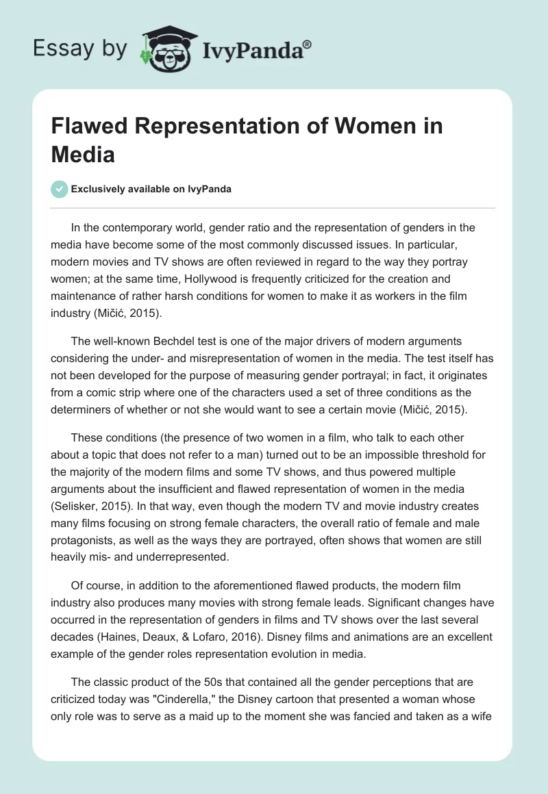 Flawed Representation of Women in Media. Page 1