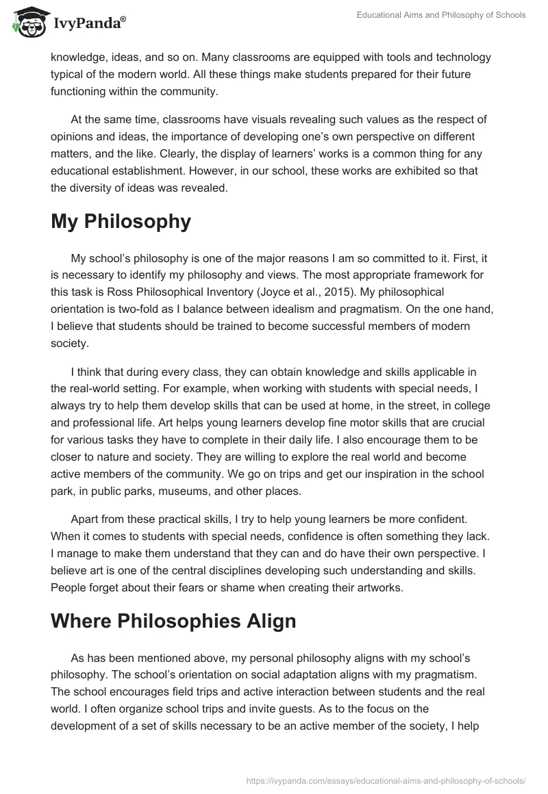 Educational Aims and Philosophy of Schools. Page 2