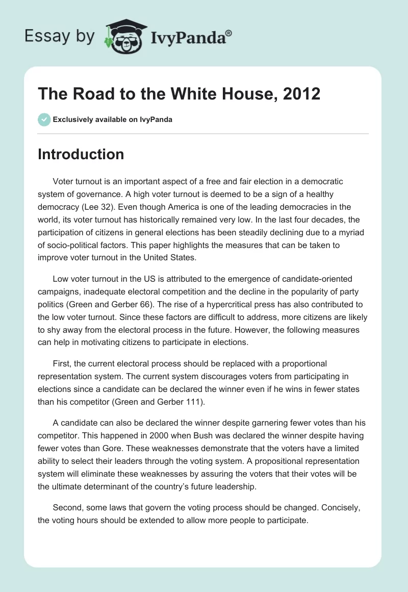 The Road to the White House, 2012. Page 1