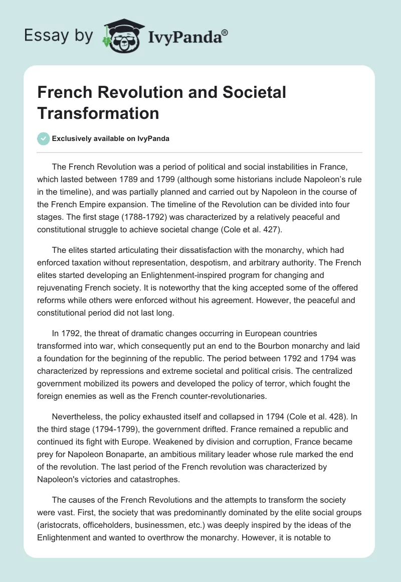 French Revolution and Societal Transformation. Page 1