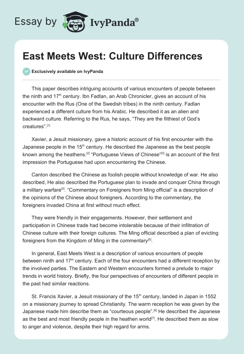 East Meets West: Culture Differences. Page 1
