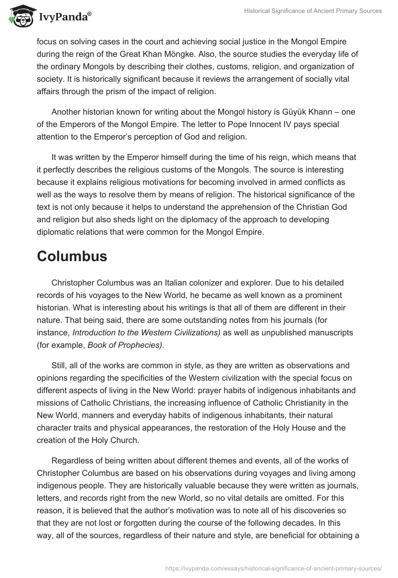 Historical Significance of Ancient Primary Sources. Page 3