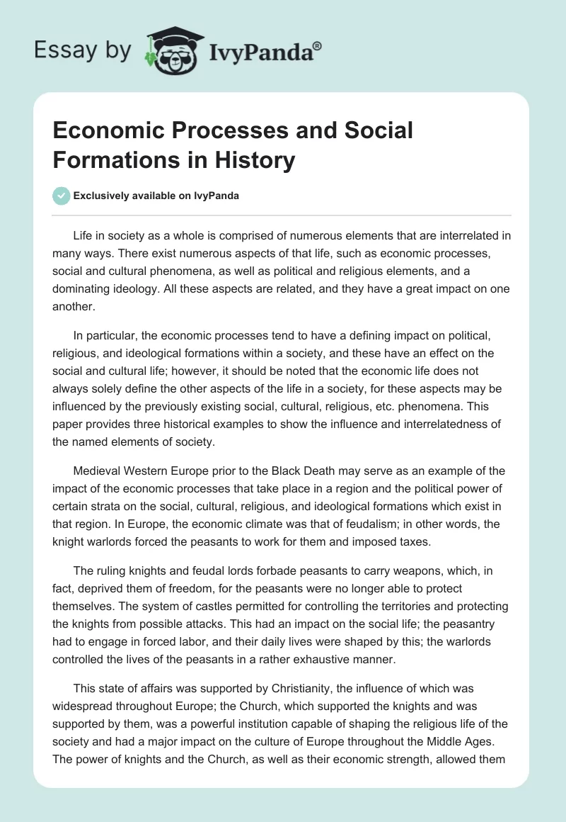 Economic Processes and Social Formations in History. Page 1