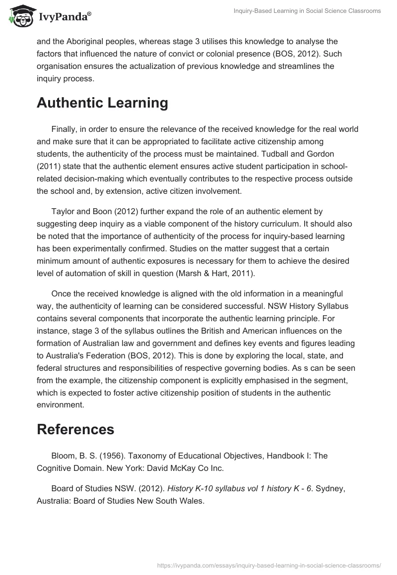 Inquiry-Based Learning in Social Science Classrooms. Page 3